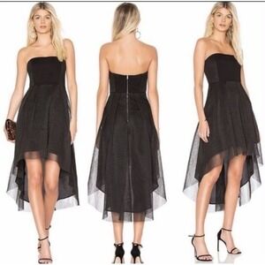Elliatt Elysian Black Strapless Hi Low Dress Mesh Revolve Size L